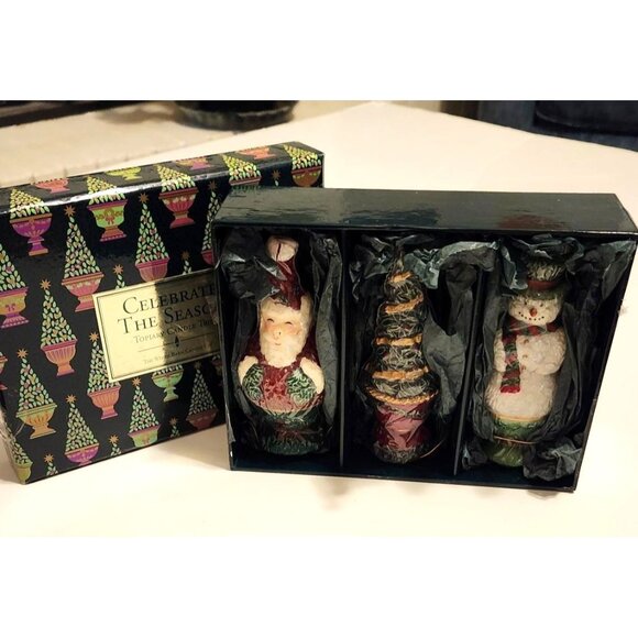 Celebrate The Season Topiary Candle Trio Set - Santa Tree & Snowman - Picture 2 of 5